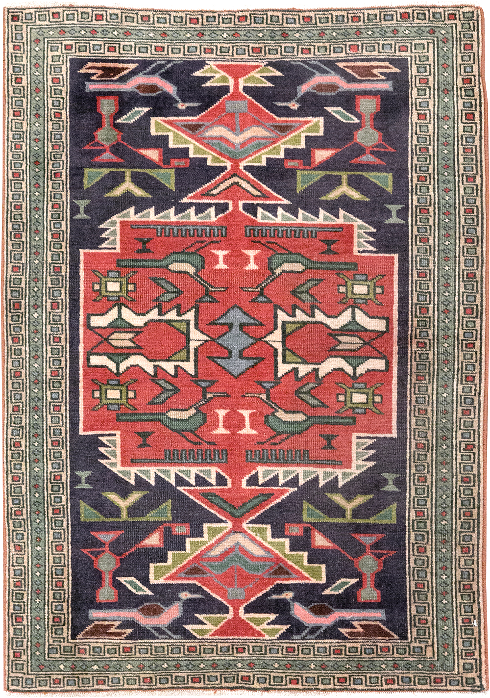 Vintage Persian Ardabil Throw Rug , No.27043 - Gsblank
