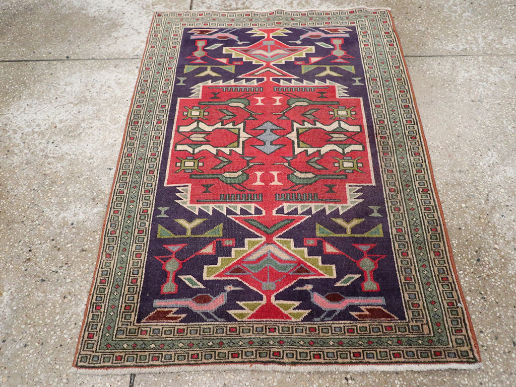 Vintage Persian Ardabil Throw Rug , No.27043 - Gsblank