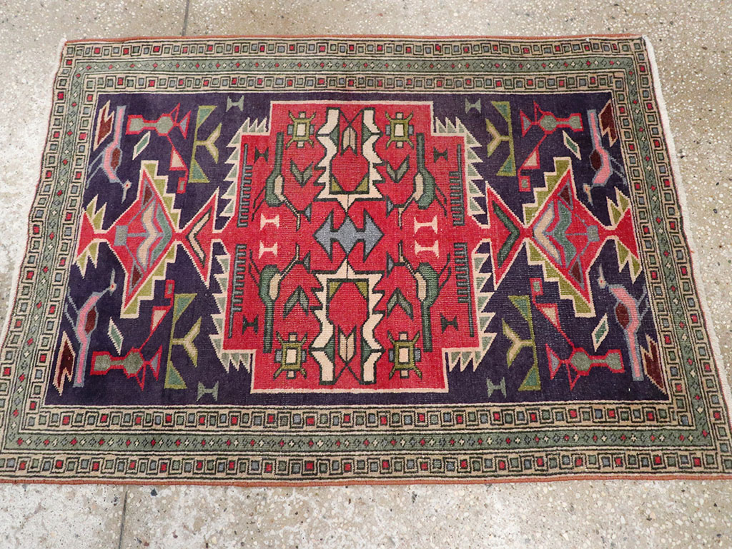Vintage Persian Ardabil Throw Rug , No.27043 - Gsblank