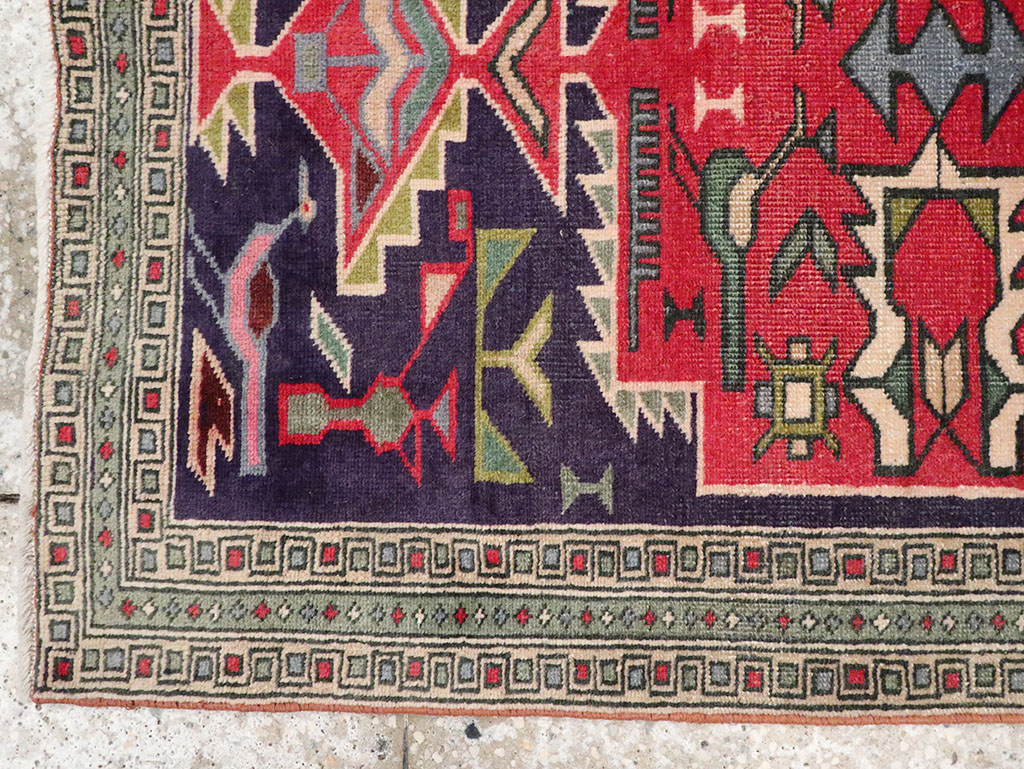Vintage Persian Ardabil Throw Rug , No.27043 - Gsblank