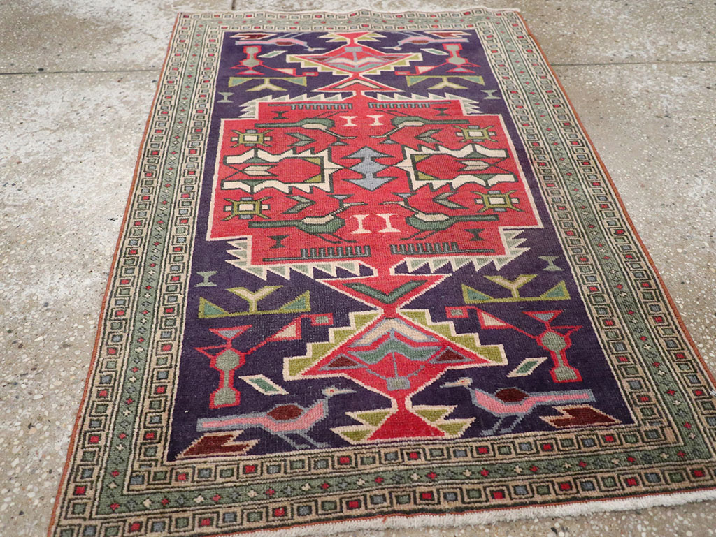 Vintage Persian Ardabil Throw Rug , No.27043 - Gsblank