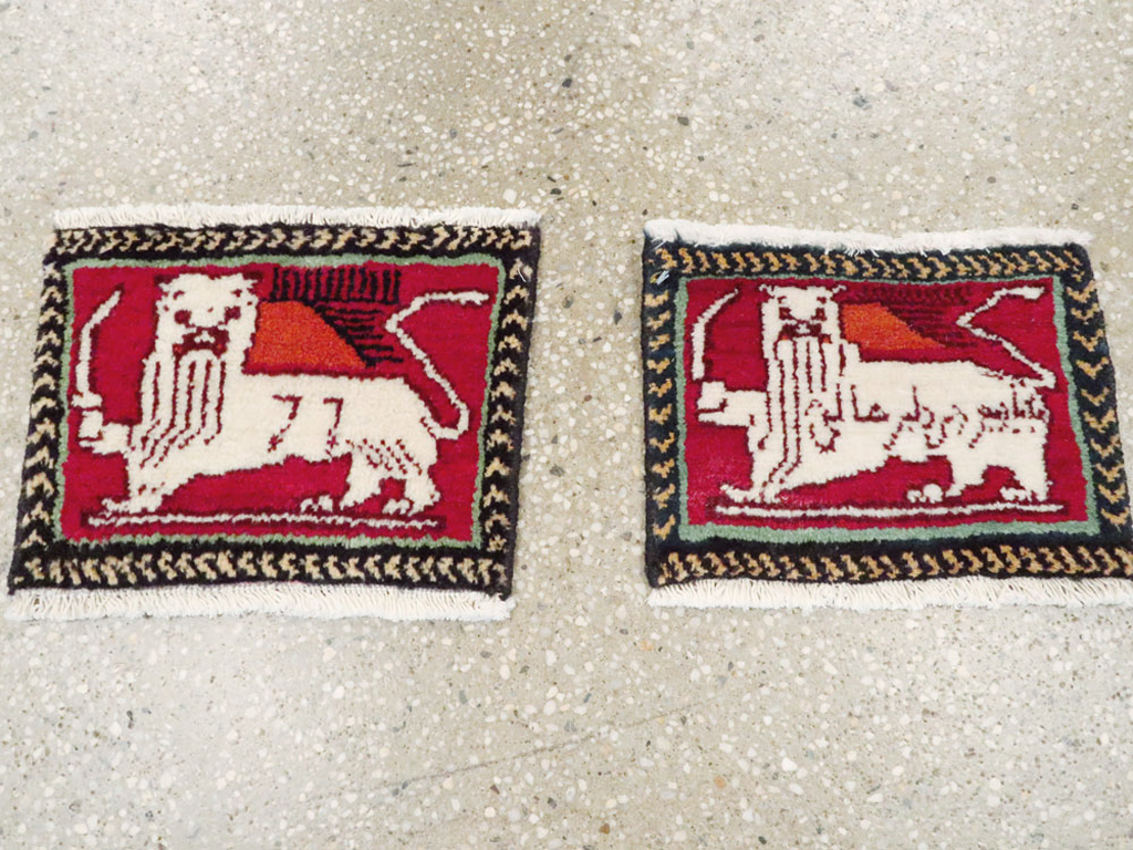 Vintage Persian Pictorial Baluch Rug (Pair: 1 of 2), No.27045 - Gsblank