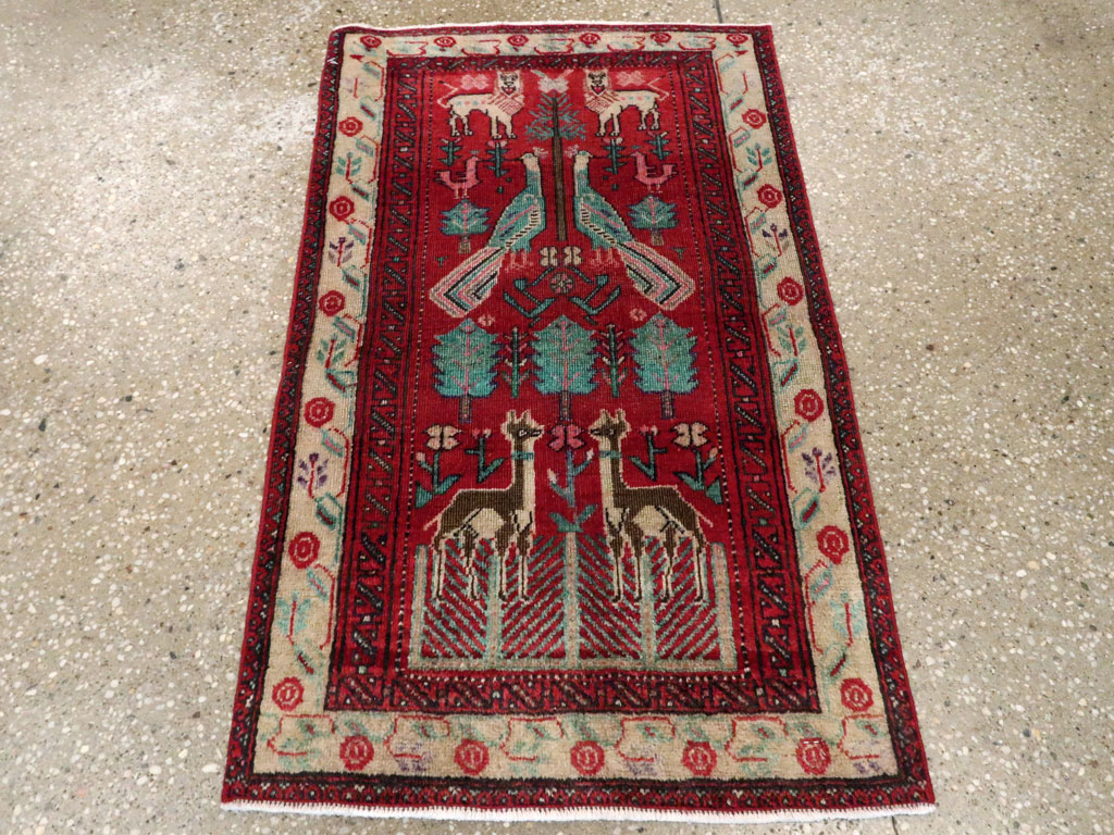 Vintage Central Asian Pictorial Turkoman Throw Rug (Pair: 1 of 2), No.27049 - Gsblank