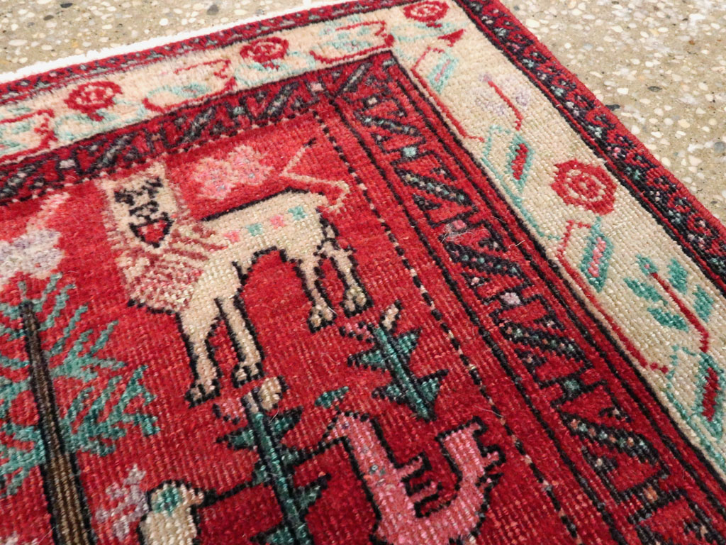 Vintage Central Asian Pictorial Turkoman Throw Rug (Pair: 1 of 2), No.27049 - Gsblank