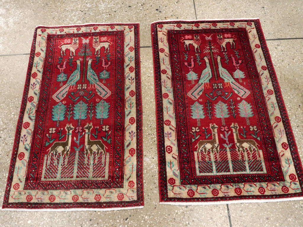 Vintage Central Asian Pictorial Turkoman Throw Rug (Pair: 1 of 2), No.27049 - Gsblank