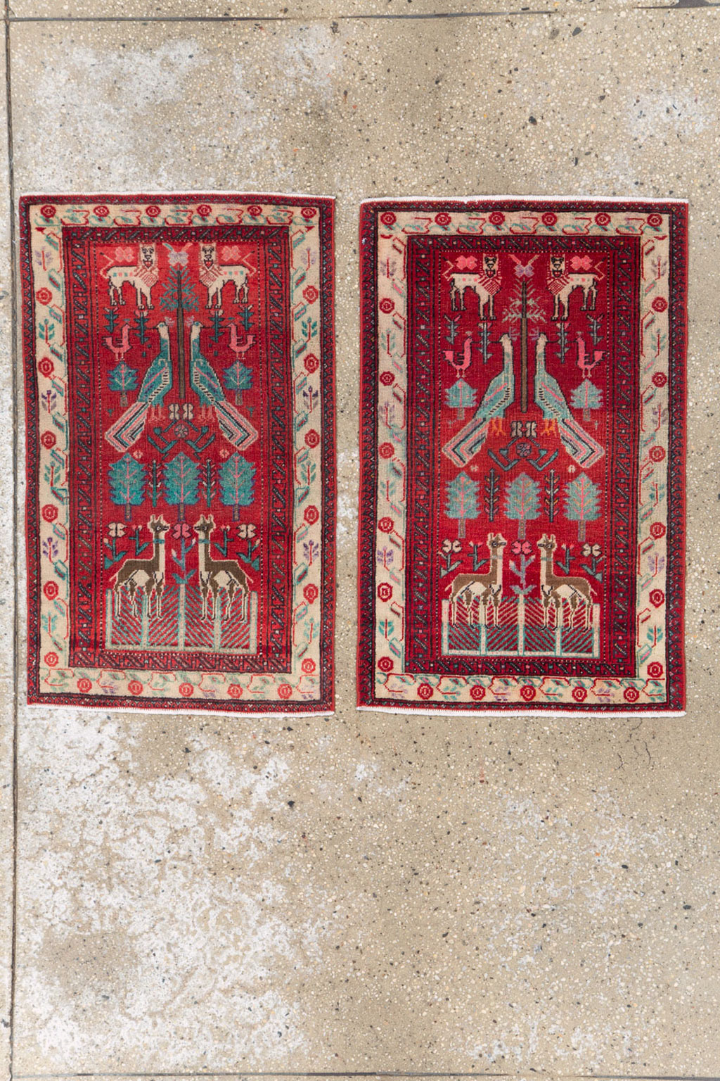 Vintage Central Asian Pictorial Turkoman Throw Rug (Pair: 1 of 2), No.27049 - Gsblank
