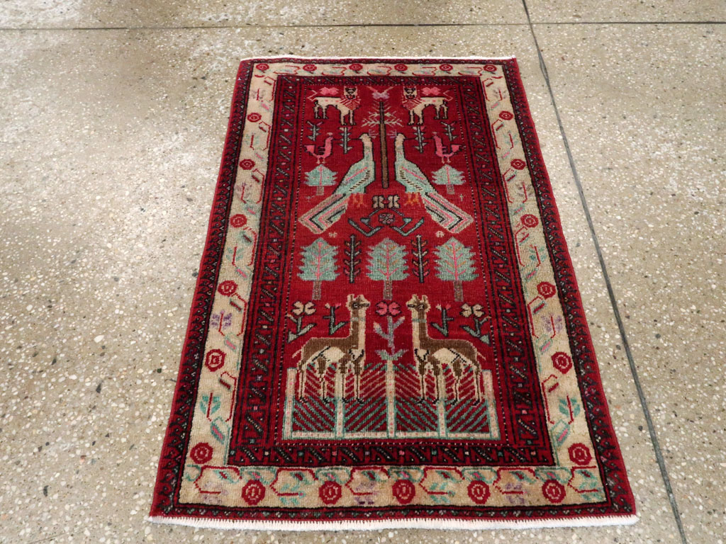 Vintage Central Asian Pictorial Turkoman Throw Rug (Pair: 2 of 2), No.27050 - Gsblank