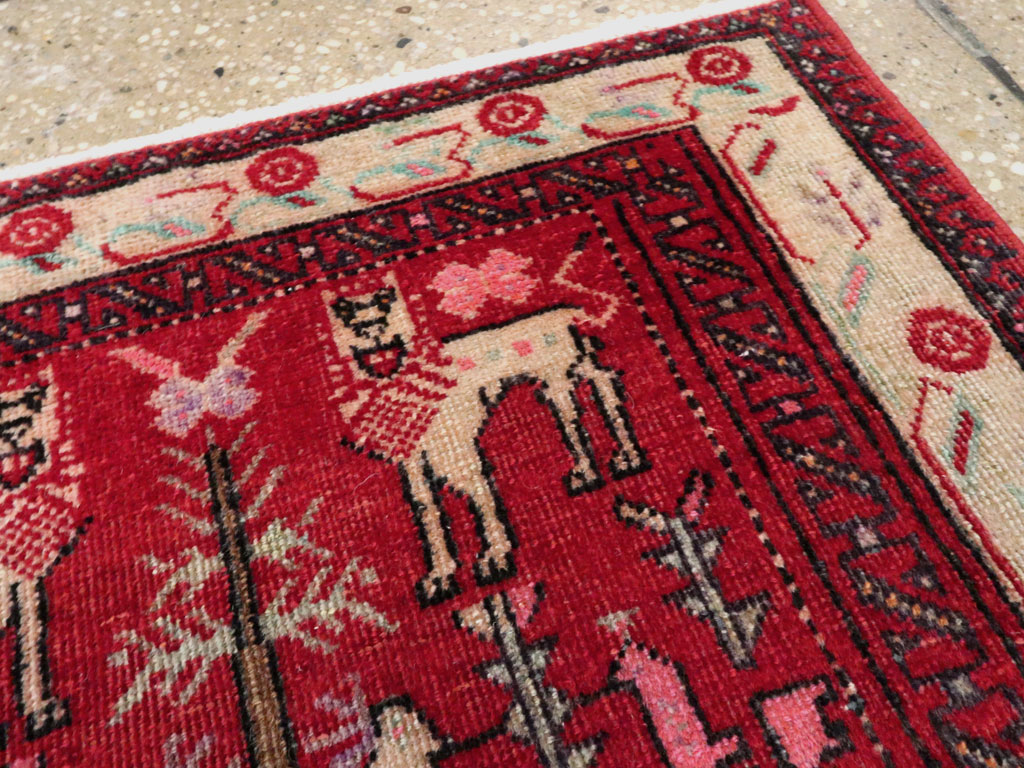 Vintage Central Asian Pictorial Turkoman Throw Rug (Pair: 2 of 2), No.27050 - Gsblank