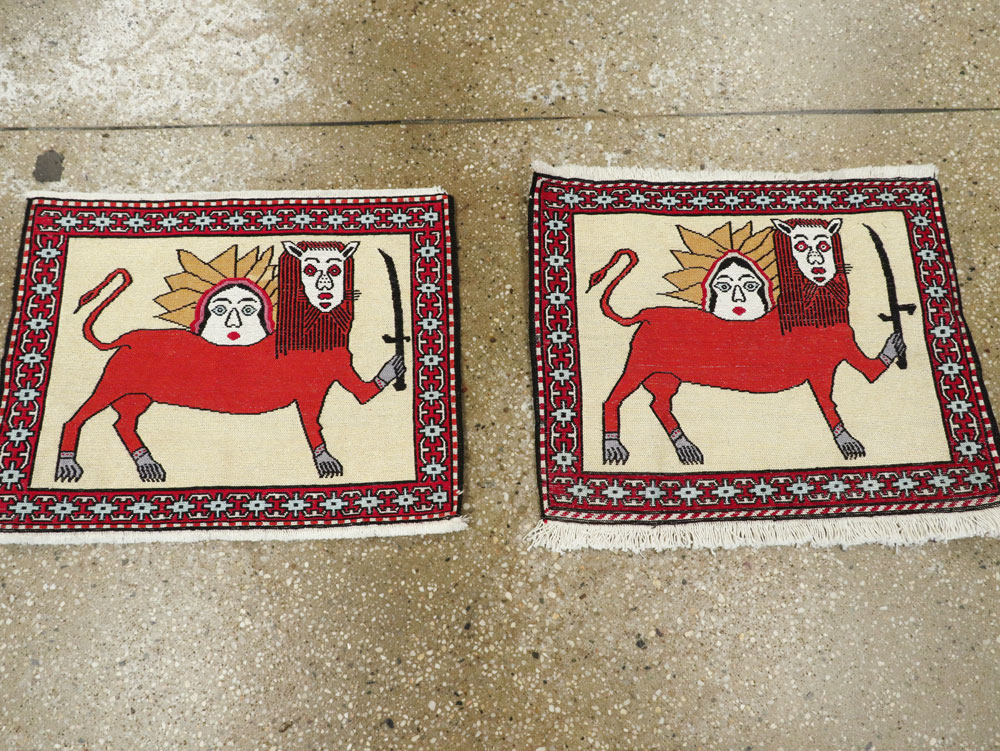 Vintage Persian Pictorial Kilim (Pair: 1 of 2), No.27057 - Gsblank