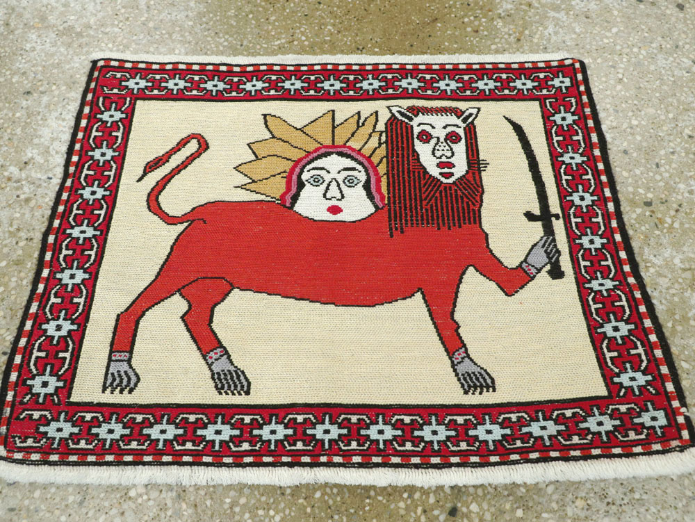 Vintage Persian Pictorial Kilim (Pair: 2 of 2), No.27058 - Gsblank