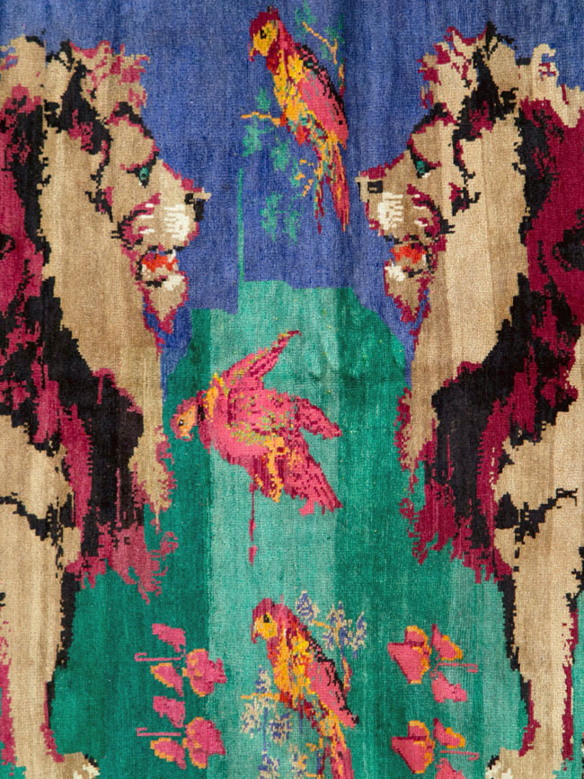 Vintage Caucasian Karabagh Pictorial Accent Rug, No.27062 - Gsblank