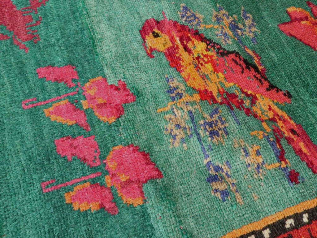Vintage Caucasian Karabagh Pictorial Accent Rug, No.27062 - Gsblank