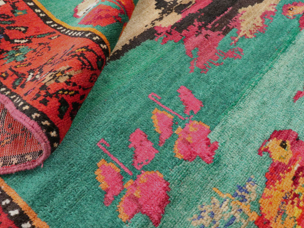 Vintage Caucasian Karabagh Pictorial Accent Rug, No.27062 - Gsblank