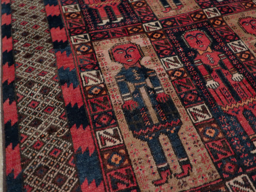 Vintage Central Asian Pictorial Turkoman Tribal Rug (Pair: 1 of 2), No.27069 - Gsblank