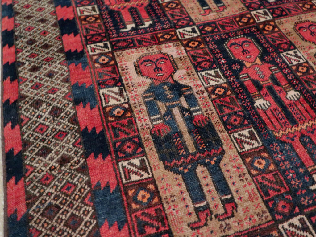 Vintage Central Asian Pictorial Turkoman Tribal Rug (Pair: 1 of 2), No.27069 - Gsblank