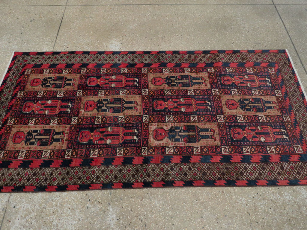 Vintage Central Asian Pictorial Turkoman Tribal Rug (Pair: 1 of 2), No.27069 - Gsblank