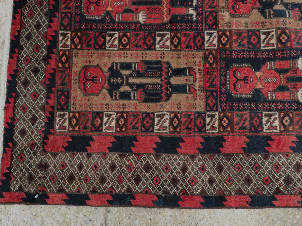 Vintage Central Asian Pictorial Turkoman Tribal Rug (Pair: 1 of 2), No.27069 - Gsblank