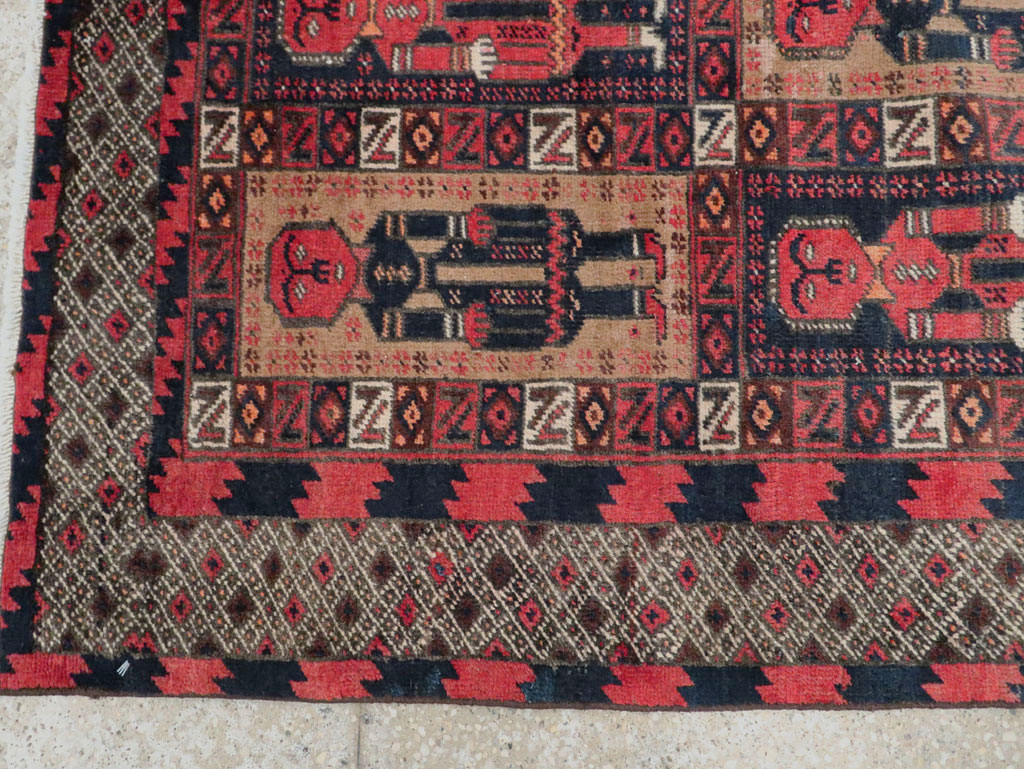 Vintage Central Asian Pictorial Turkoman Tribal Rug (Pair: 1 of 2), No.27069 - Gsblank