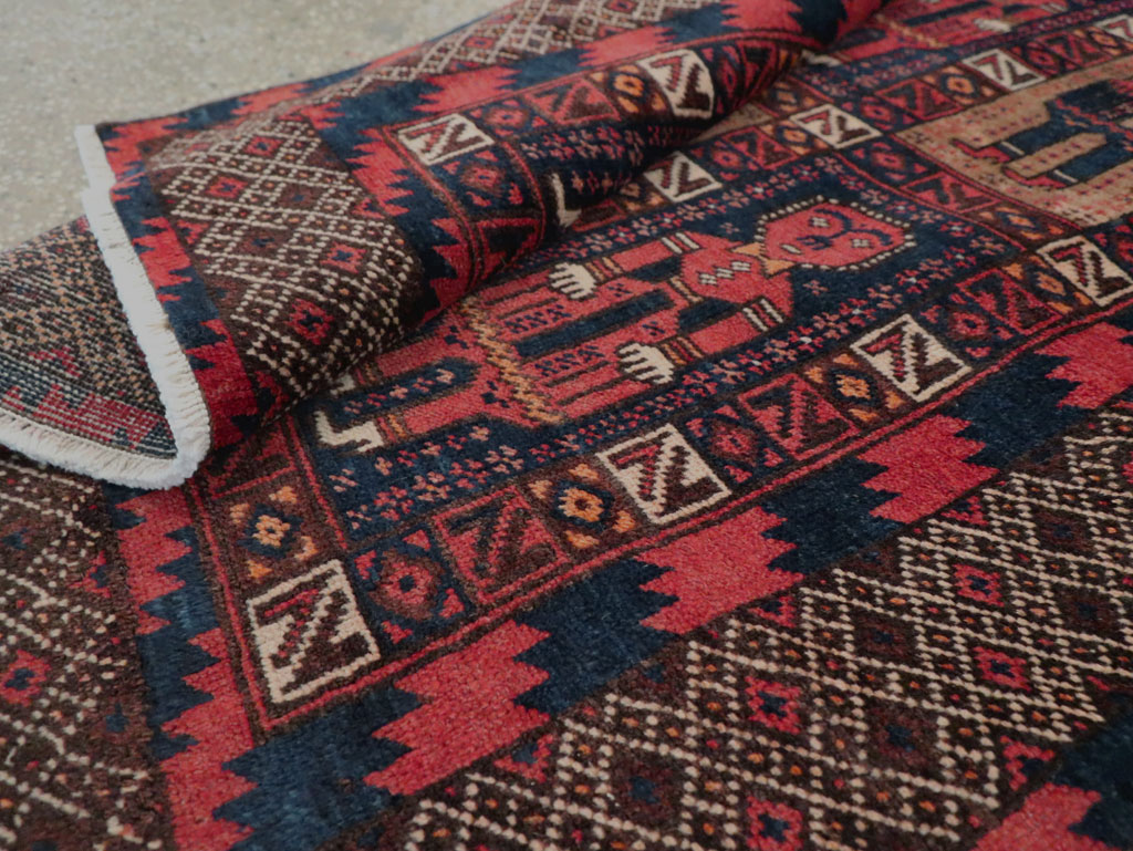 Vintage Central Asian Pictorial Turkoman Tribal Rug (Pair: 1 of 2), No.27069 - Gsblank