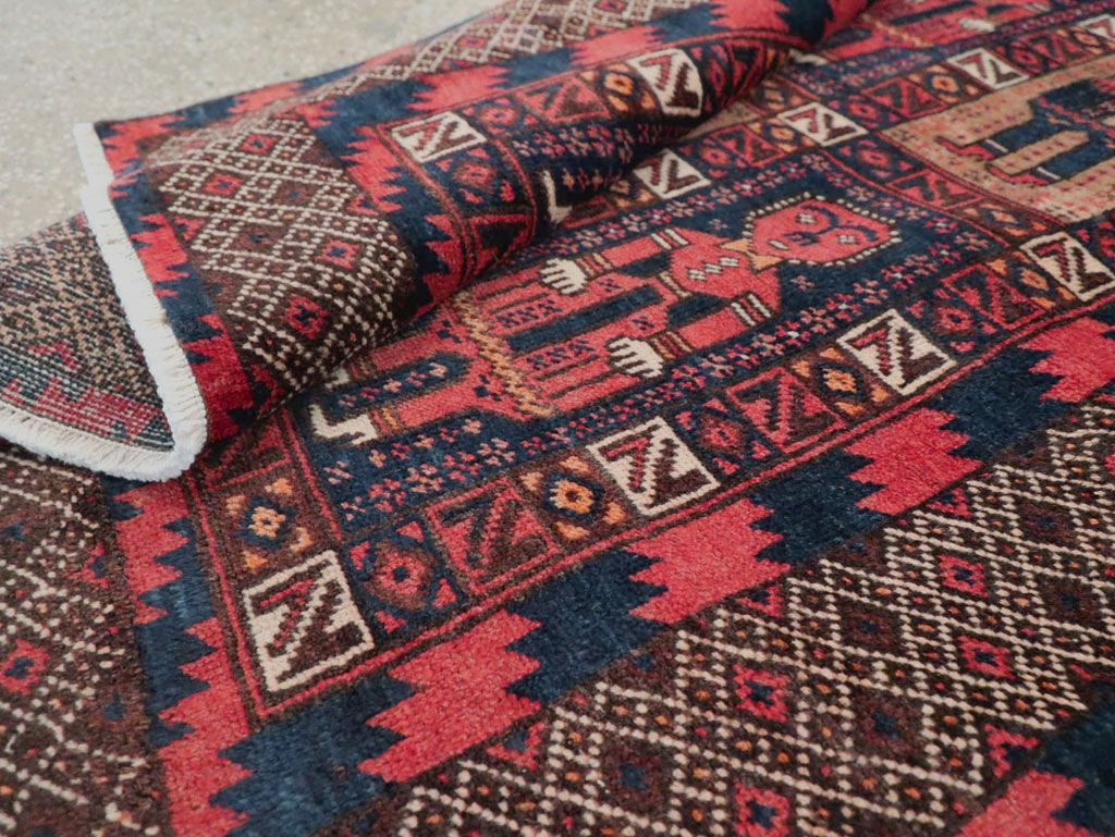 Vintage Central Asian Pictorial Turkoman Tribal Rug (Pair: 1 of 2), No.27069 - Gsblank