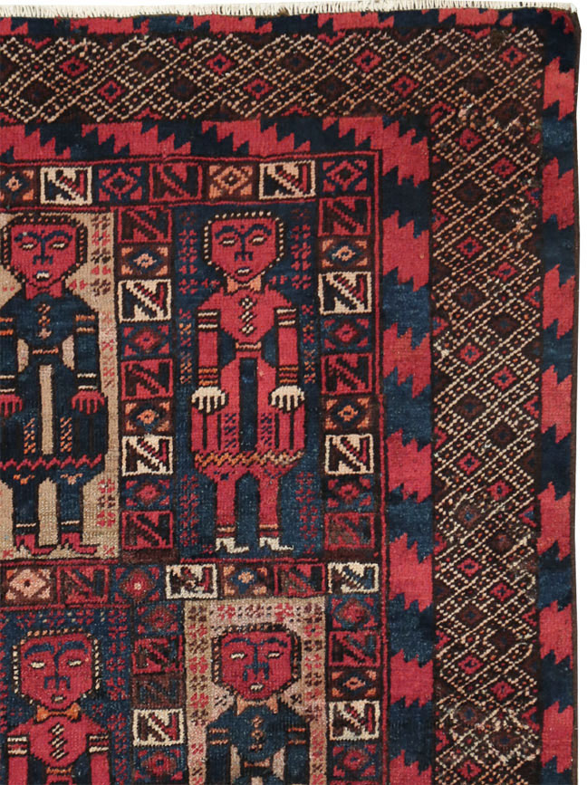 Vintage Central Asian Pictorial Turkoman Tribal Rug (Pair: 2 of 2), No.27070 - Gsblank