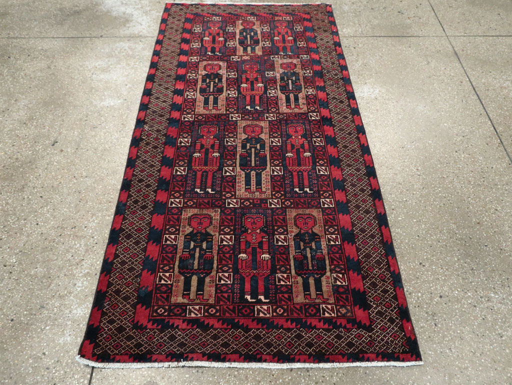 Vintage Central Asian Pictorial Turkoman Tribal Rug (Pair: 2 of 2), No.27070 - Gsblank