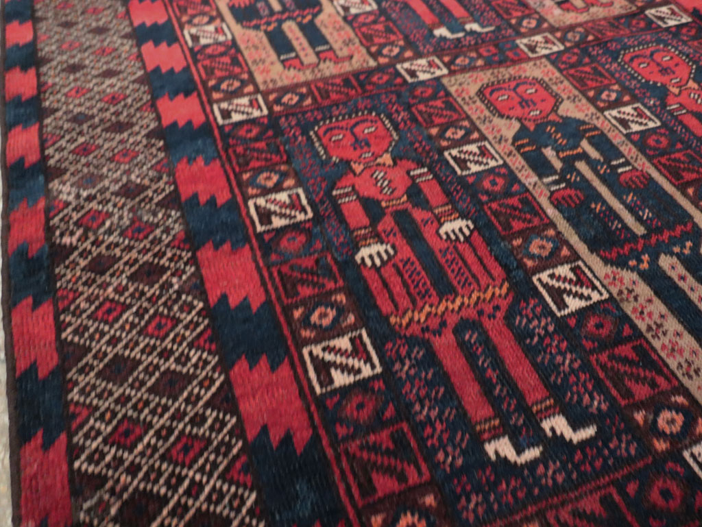 Vintage Central Asian Pictorial Turkoman Tribal Rug (Pair: 2 of 2), No.27070 - Gsblank