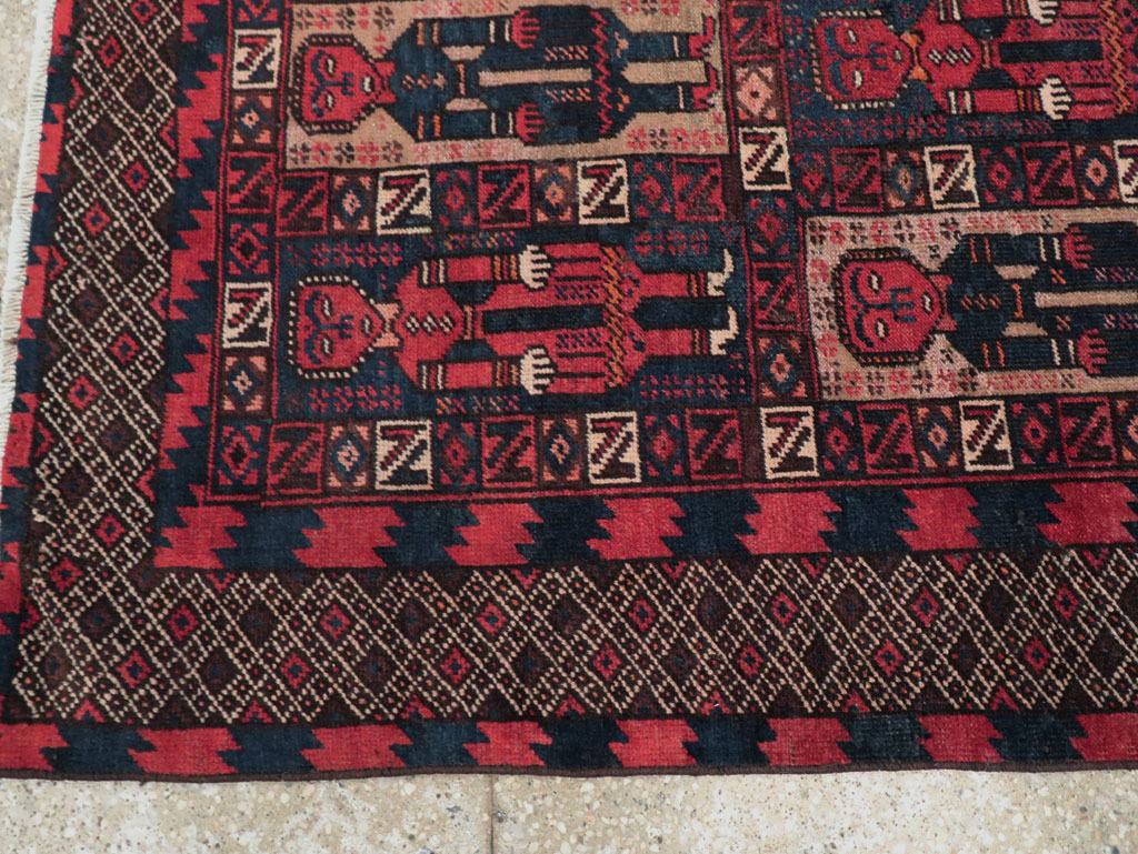 Vintage Central Asian Pictorial Turkoman Tribal Rug (Pair: 2 of 2), No.27070 - Gsblank