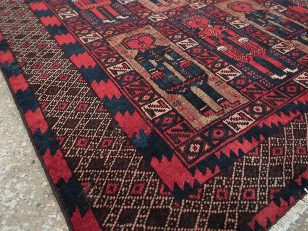 Vintage Central Asian Pictorial Turkoman Tribal Rug (Pair: 2 of 2), No.27070 - Gsblank