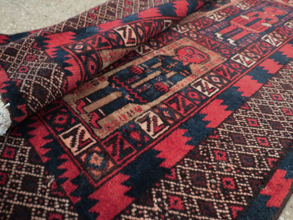 Vintage Central Asian Pictorial Turkoman Tribal Rug (Pair: 2 of 2), No.27070 - Gsblank