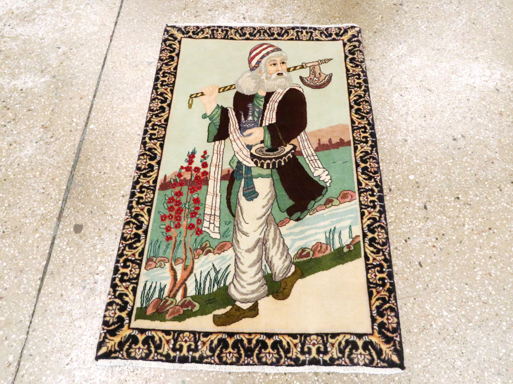 Vintage Persian Tabriz Pictorial Rug, No.27075 - Gsblank