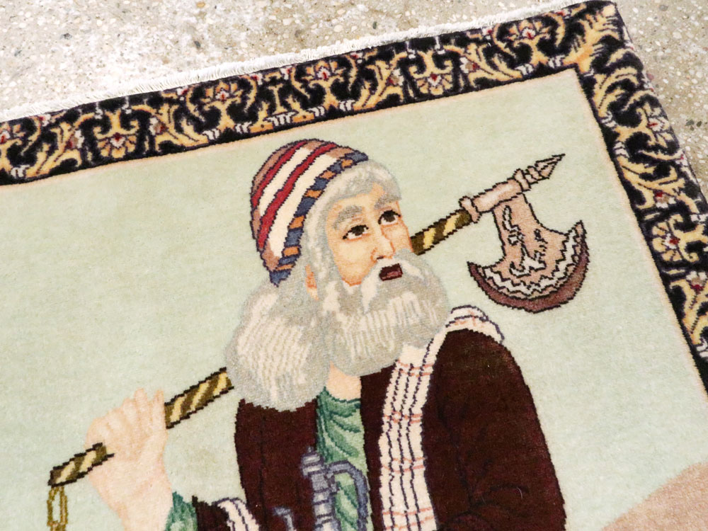 Vintage Persian Tabriz Pictorial Rug, No.27075 - Gsblank