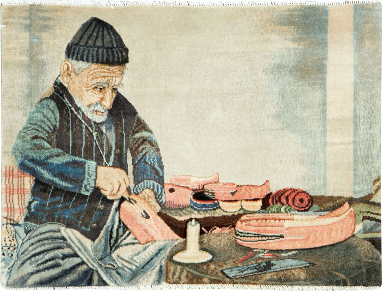 Vintage Persian Tabriz Pictorial Rug, No.27076 - Gsblank