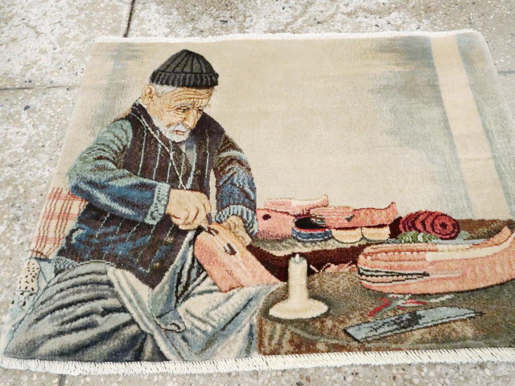 Vintage Persian Tabriz Pictorial Rug, No.27076 - Gsblank