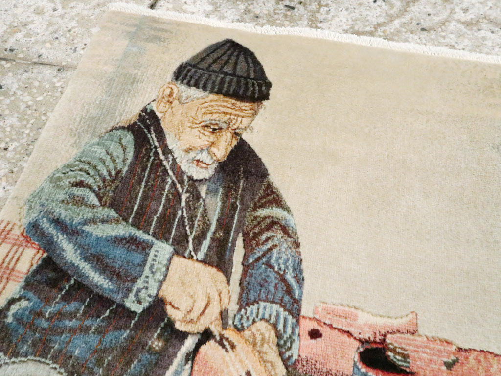 Vintage Persian Tabriz Pictorial Rug, No.27076 - Gsblank