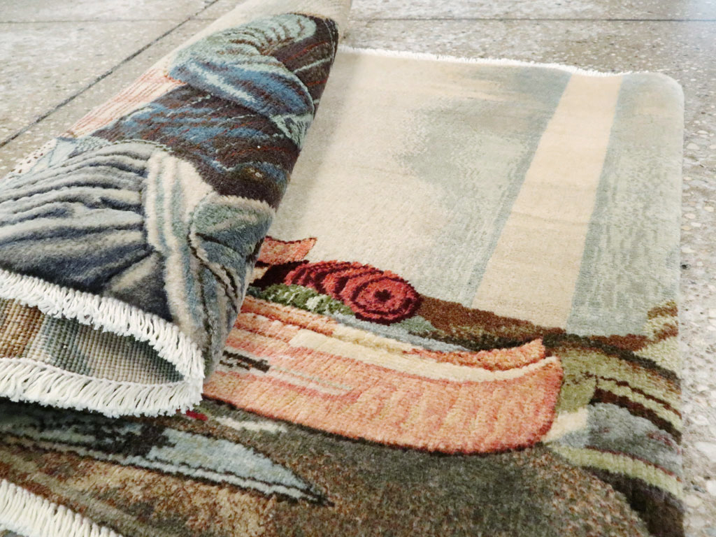 Vintage Persian Tabriz Pictorial Rug, No.27076 - Gsblank