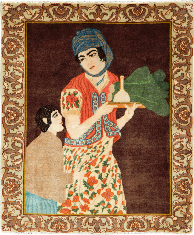 Vintage Persian Tabriz Pictorial Rug, No.27081 - Gsblank