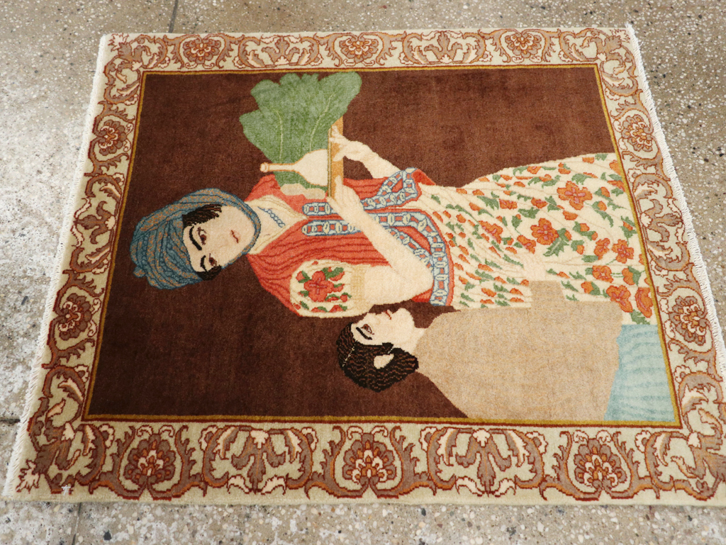 Vintage Persian Tabriz Pictorial Rug, No.27081 - Gsblank