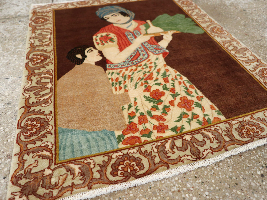 Vintage Persian Tabriz Pictorial Rug, No.27081 - Gsblank