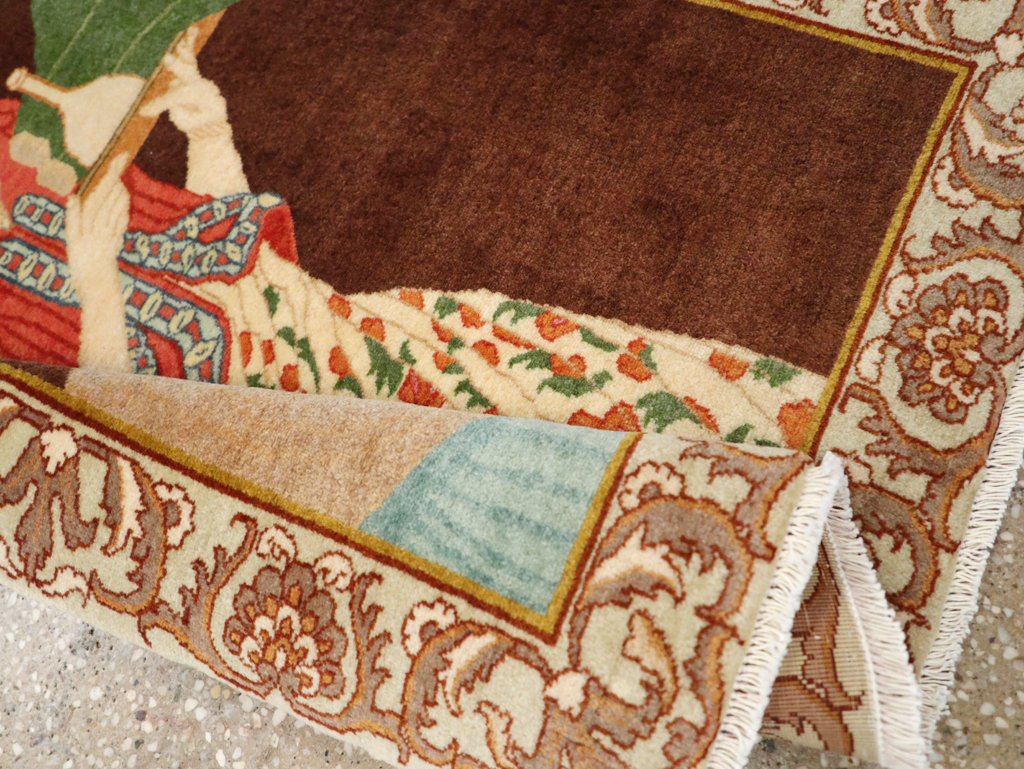 Vintage Persian Tabriz Pictorial Rug, No.27081 - Gsblank