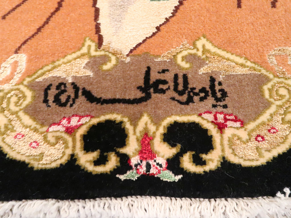 Vintage Persian Tabriz Pictorial Rug, No.27082 - Gsblank