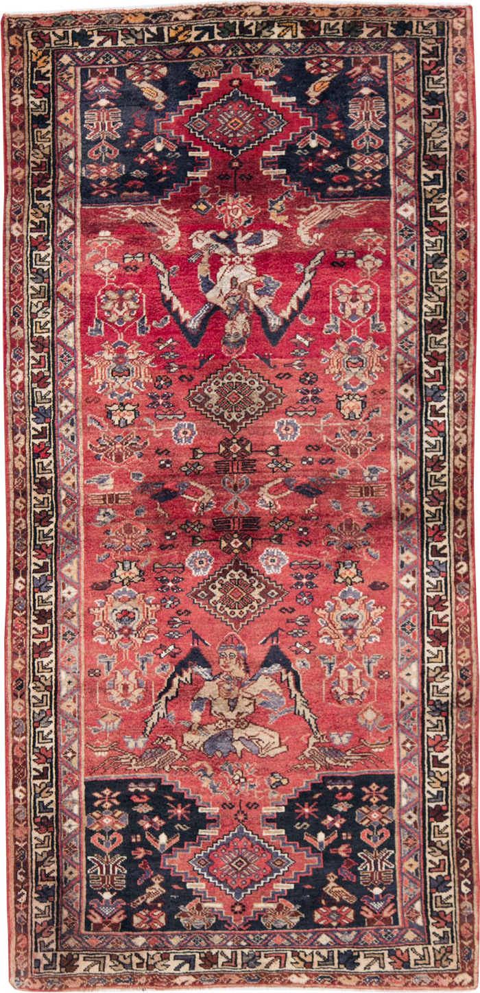Vintage Persian Hamadan Pictorial Rug, No.27102 - Gsblank