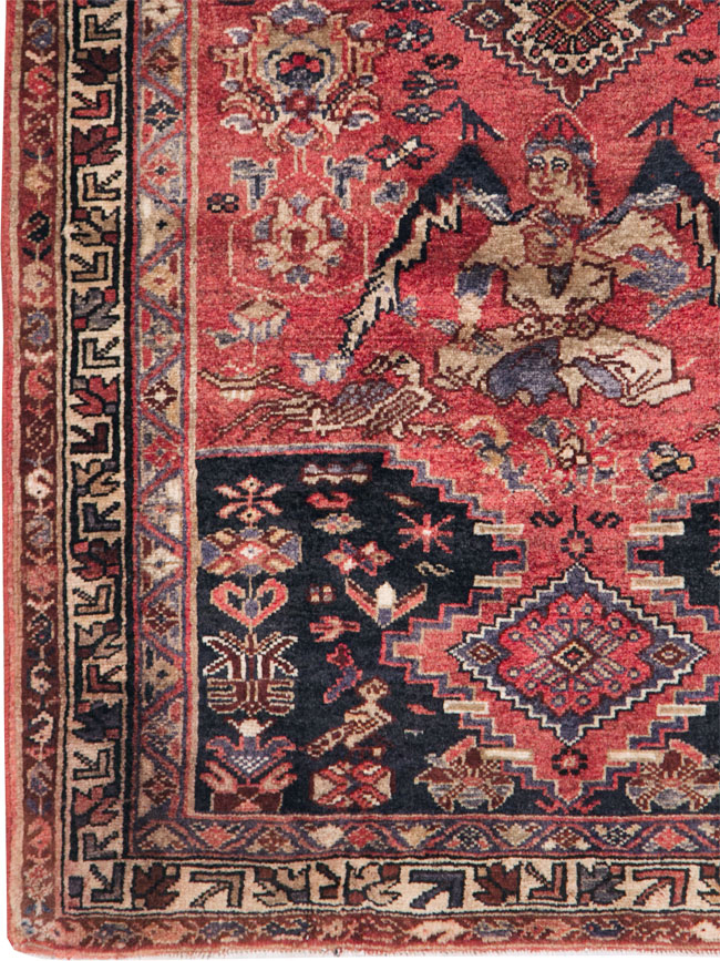 Vintage Persian Hamadan Pictorial Rug, No.27102 - Gsblank