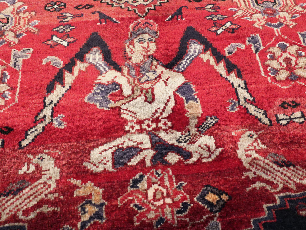 Vintage Persian Hamadan Pictorial Rug, No.27102 - Gsblank