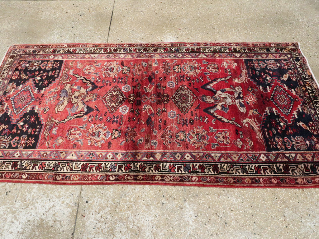 Vintage Persian Hamadan Pictorial Rug, No.27102 - Gsblank