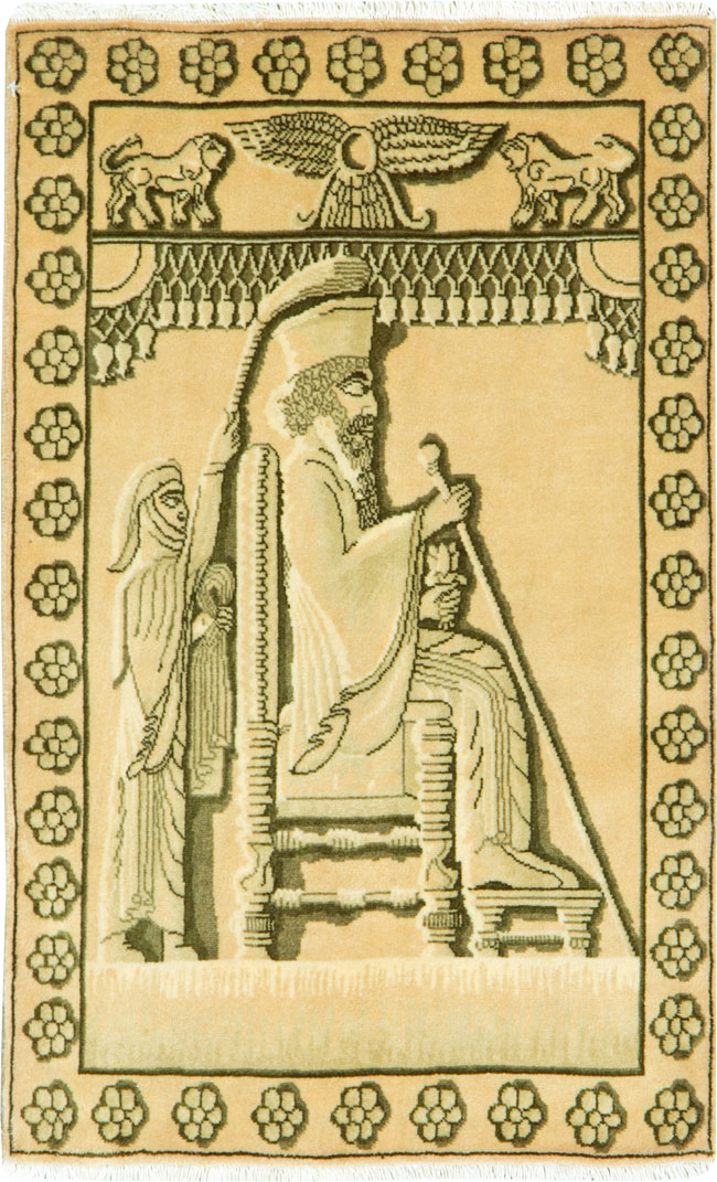 Modern Persian Tabriz Pictorial Rug, No.27112 - Gsblank