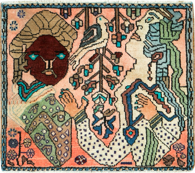 Vintage Persian Mahal Pictorial Rug, No.27114 - Gsblank