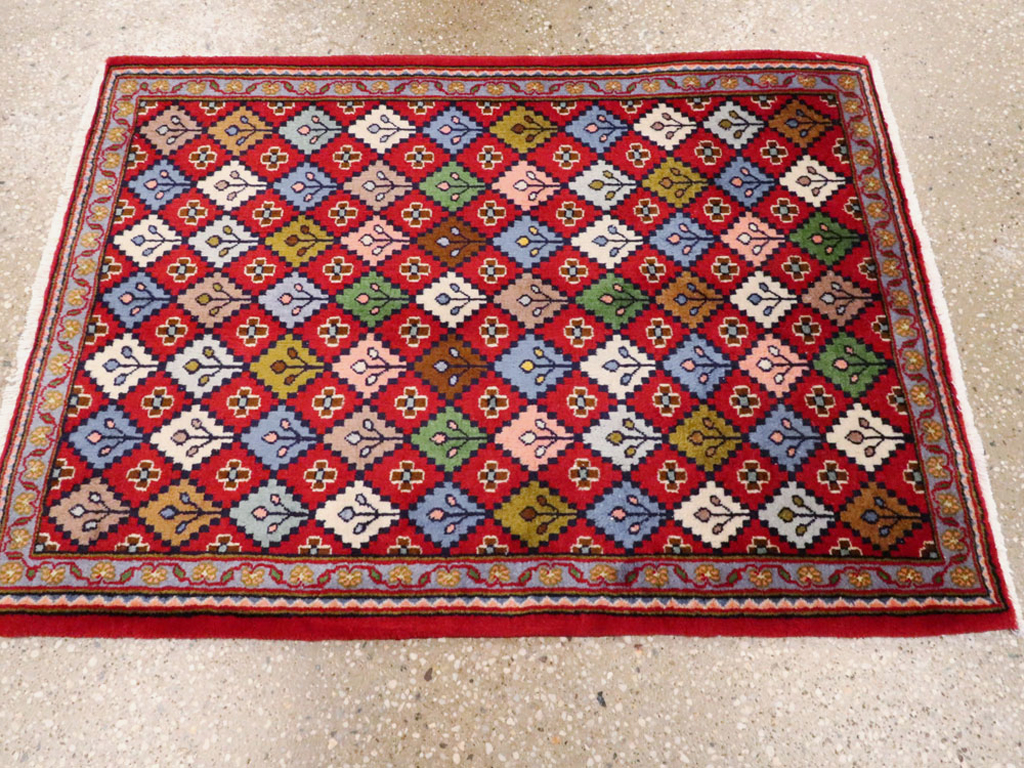 Vintage Persian Kashan Throw Rug (Pair: 2 of 2), No.27116 - Gsblank