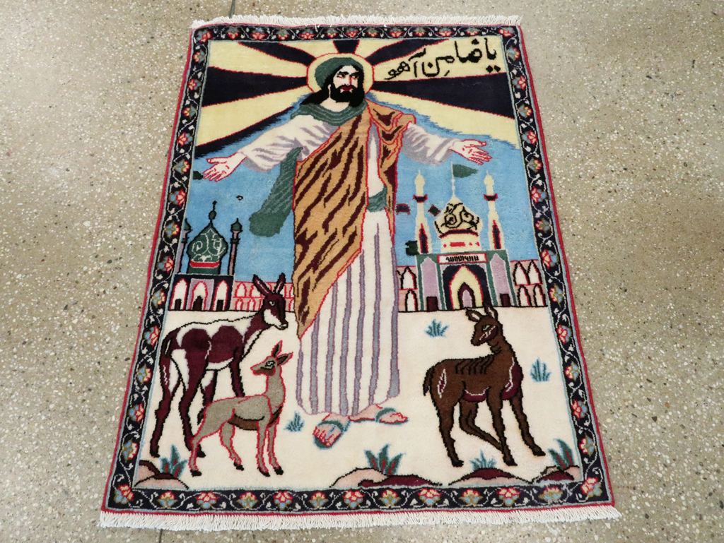 Vintage Persian Tabriz Pictorial Rug, No.27122 - Gsblank