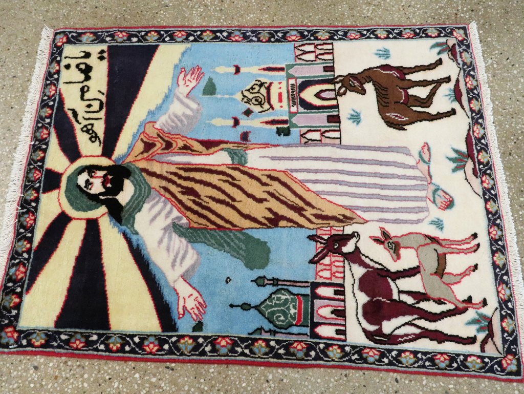 Vintage Persian Tabriz Pictorial Rug, No.27122 - Gsblank